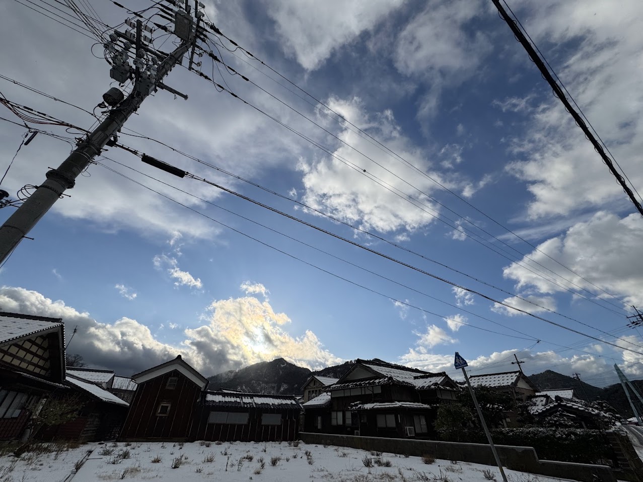 雪が降ったり止んだり晴れたり・・・