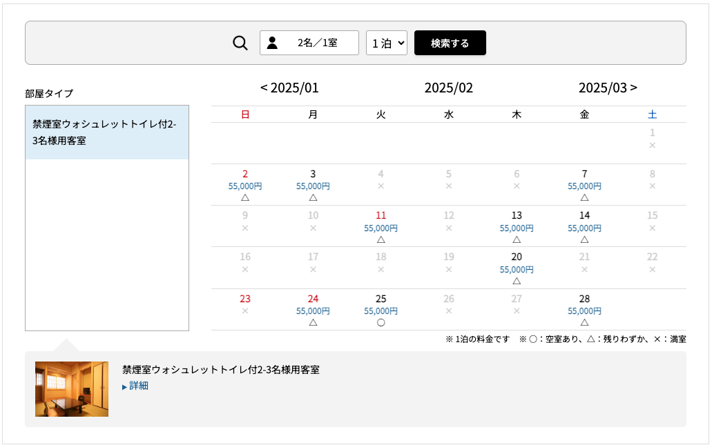 2025年2月度空室状況（2/1現在）