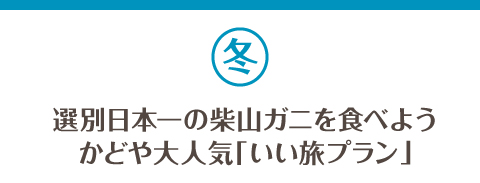 選別日本一の柴山ガニを食べようかどや大人気「いい旅プラン」